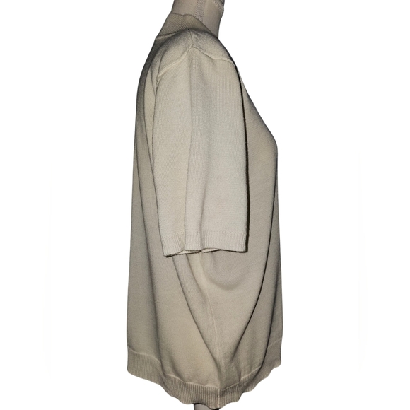 Alfred Dunner Wonens Vintage Pointelle Beaded High Neck Knit Sweater Top Sz M - Picture 8 of 13